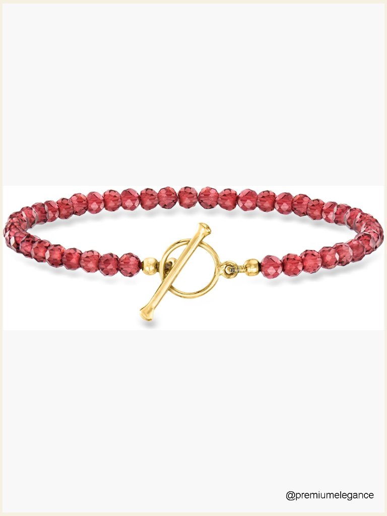 20ct T.W. Garnet Bead Toggle Bracelet, Gold Over Sterling